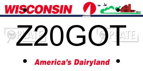 Z20GOT Wisconsin License Plate
