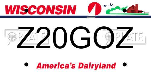 Z20GOZ Wisconsin License Plate