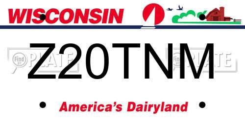 Z20TNM Wisconsin License Plate