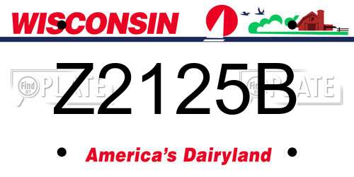Z2125B Wisconsin License Plate