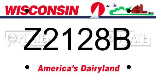Z2128B Wisconsin License Plate