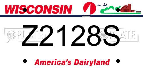 Z2128S Wisconsin License Plate