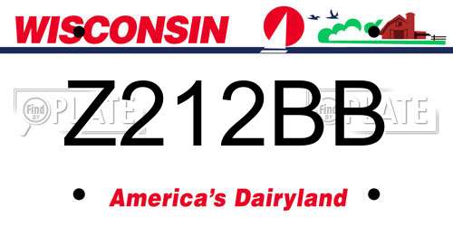 Z212BB Wisconsin License Plate