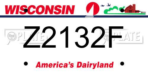 Z2132F Wisconsin License Plate