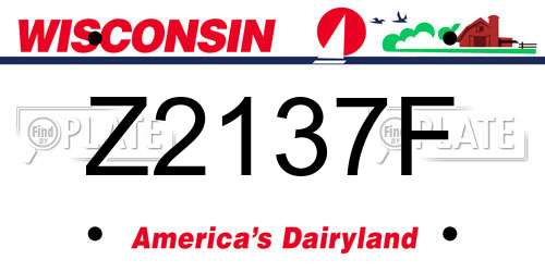 Z2137F Wisconsin License Plate
