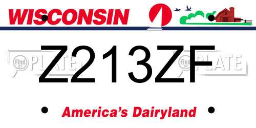 Z213ZF Wisconsin License Plate