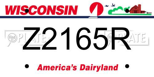 Z2165R Wisconsin License Plate