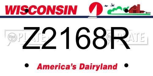 Z2168R Wisconsin License Plate