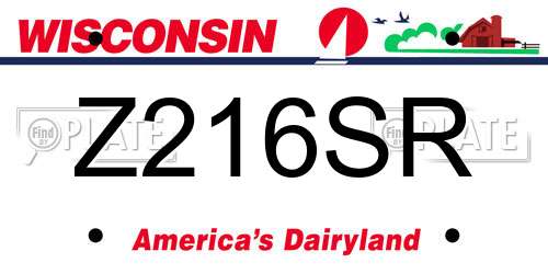 Z216SR Wisconsin License Plate
