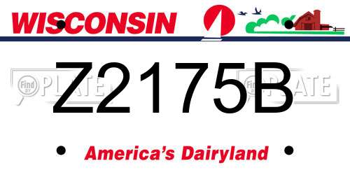 Z2175B Wisconsin License Plate