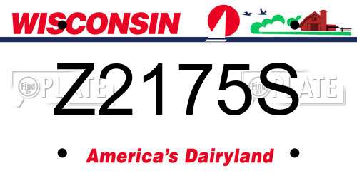 Z2175S Wisconsin License Plate