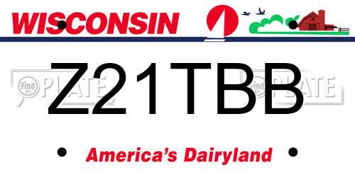 Z21TBB Wisconsin License Plate