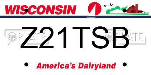 Z21TSB Wisconsin License Plate