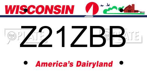 Z21ZBB Wisconsin License Plate