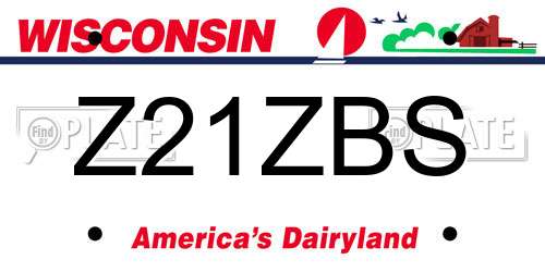 Z21ZBS Wisconsin License Plate