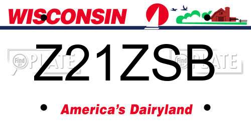 Z21ZSB Wisconsin License Plate