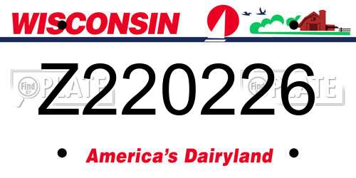 Z220226 Wisconsin License Plate