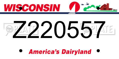Z220557 Wisconsin License Plate