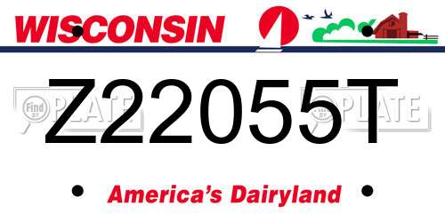 Z22055T Wisconsin License Plate