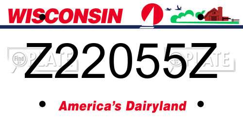 Z22055Z Wisconsin License Plate