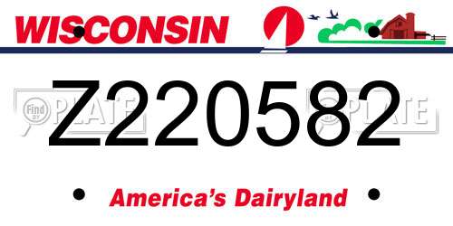 Z220582 Wisconsin License Plate