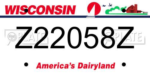Z22058Z Wisconsin License Plate