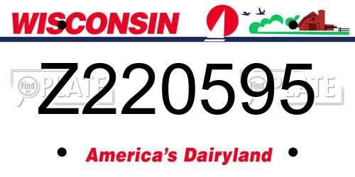 Z220595 Wisconsin License Plate