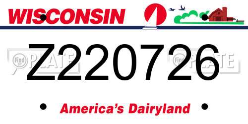 Z220726 Wisconsin License Plate