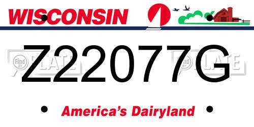 Z22077G Wisconsin License Plate