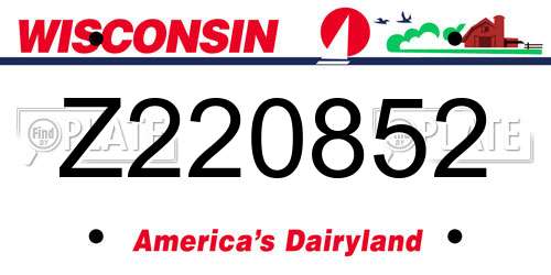 Z220852 Wisconsin License Plate