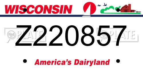 Z220857 Wisconsin License Plate