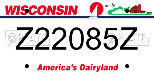 Z22085Z Wisconsin License Plate