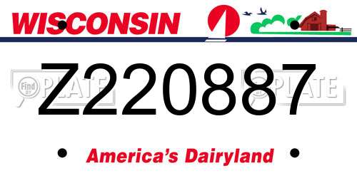 Z220887 Wisconsin License Plate