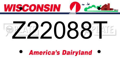 Z22088T Wisconsin License Plate