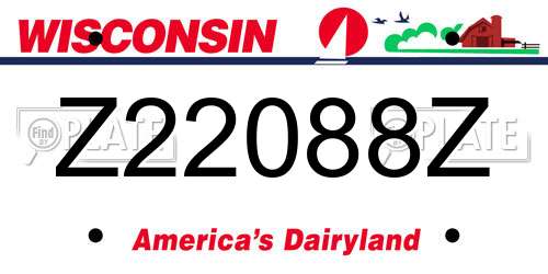Z22088Z Wisconsin License Plate