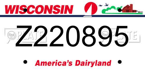 Z220895 Wisconsin License Plate