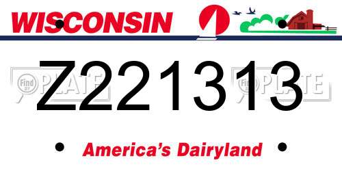 Z221313 Wisconsin License Plate