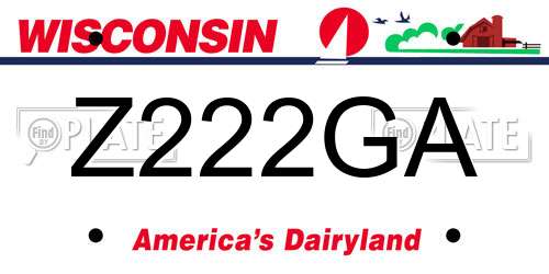 Z222GA Wisconsin License Plate