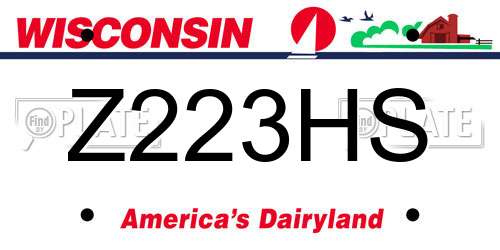 Z223HS Wisconsin License Plate
