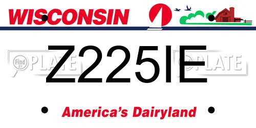 Z225IE Wisconsin License Plate