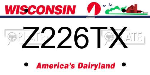 Z226TX Wisconsin License Plate