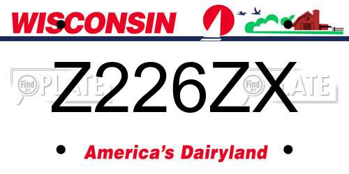 Z226ZX Wisconsin License Plate