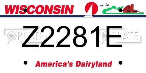Z2281E Wisconsin License Plate