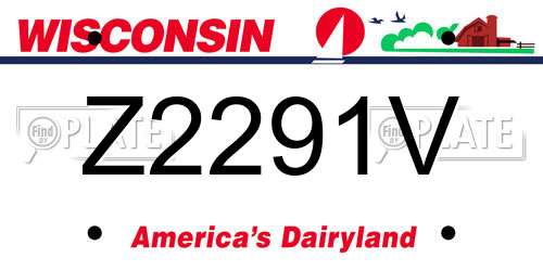 Z2291V Wisconsin License Plate