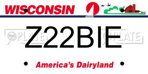 Z22BIE Wisconsin License Plate