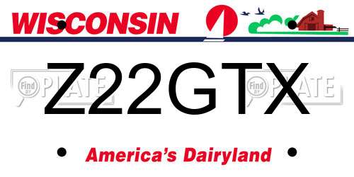 Z22GTX Wisconsin License Plate
