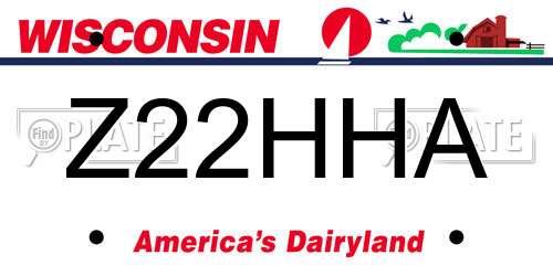 Z22HHA Wisconsin License Plate