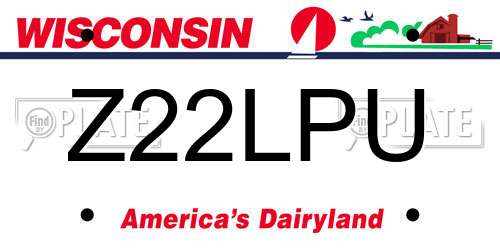 Z22LPU Wisconsin License Plate