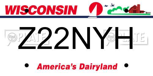 Z22NYH Wisconsin License Plate