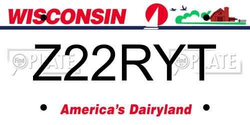 Z22RYT Wisconsin License Plate